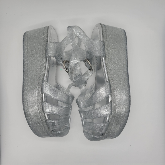 Shoes - Platform Jelly Sandals - Glitter Silver NWB